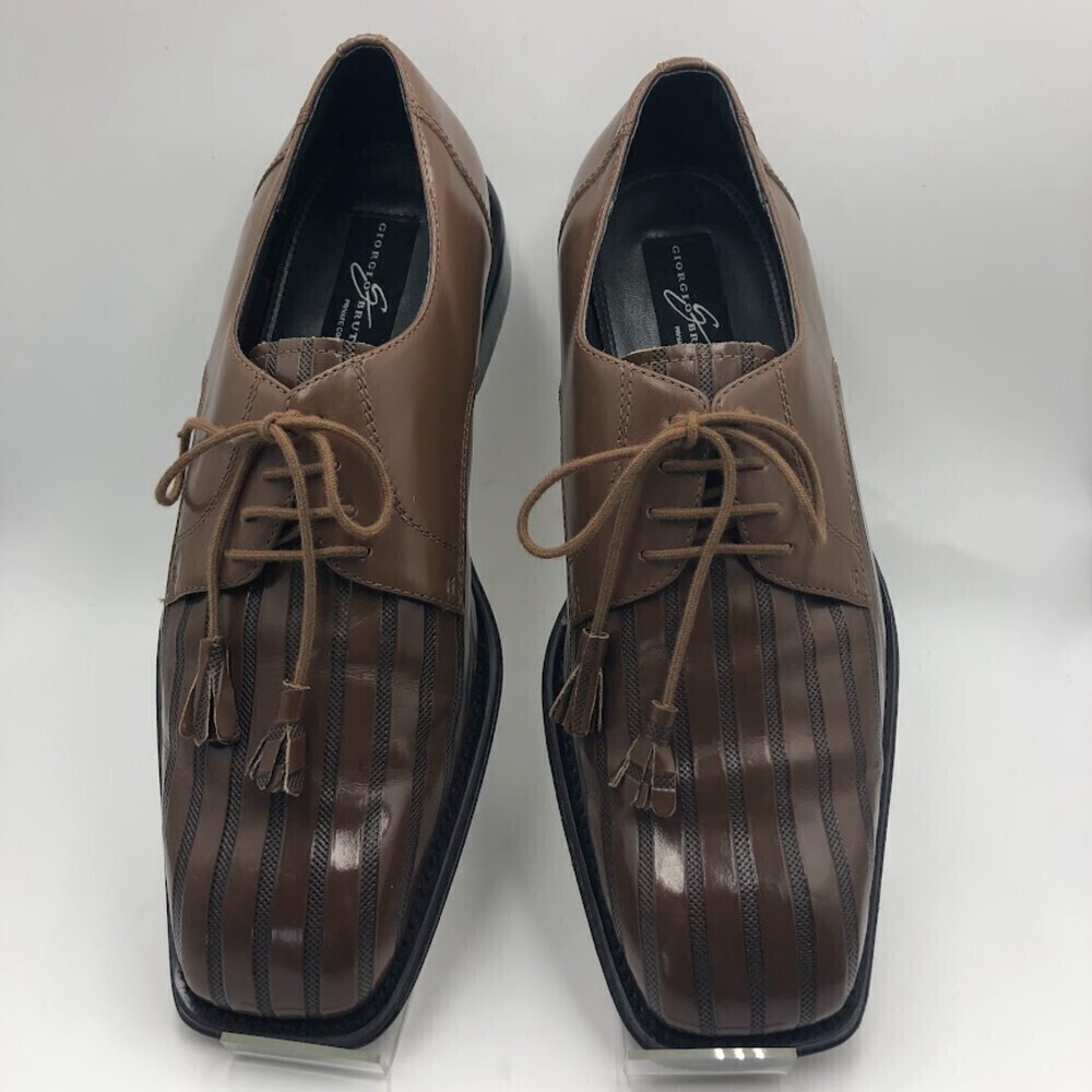 Giorgio Brutini Men’s Brown Leather Square Toe Dress Shoes Lace Up 10.5M Vintage - Picture 14 of 14